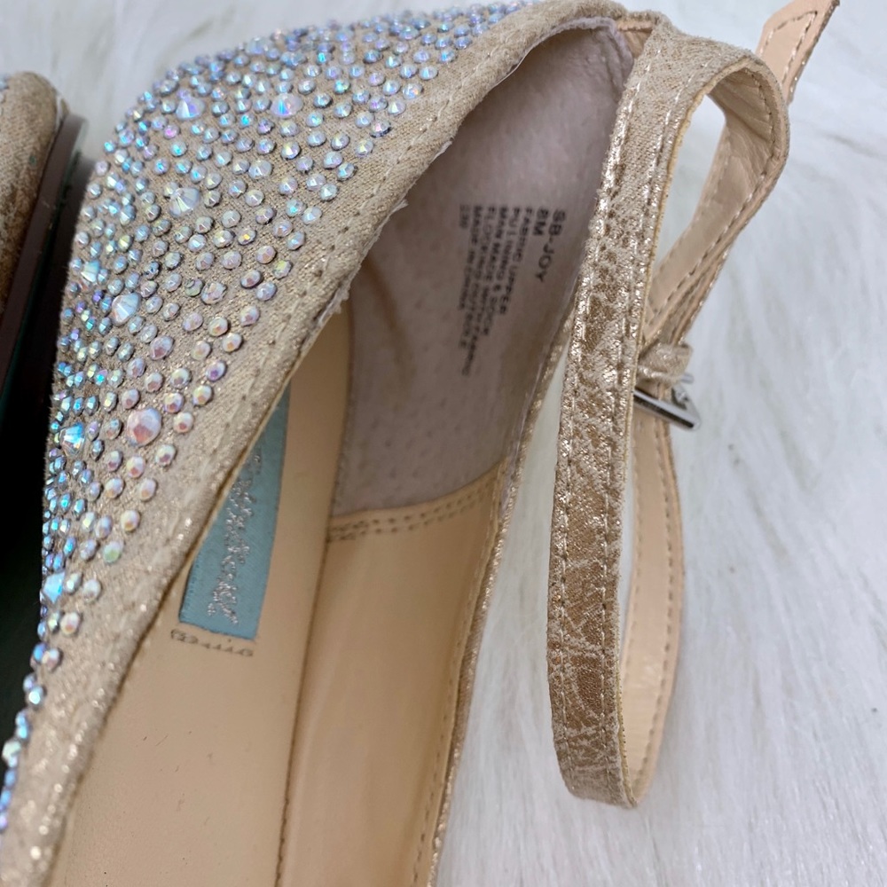 Betsey Johnson Blue JOY Jewel Ankle Strap Flat 8 - Picture 8 of 8